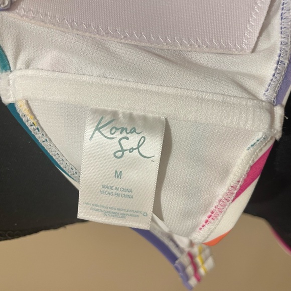 Kona Sol Colorful Striped Bikini Set, Medium - Picture 6 of 10